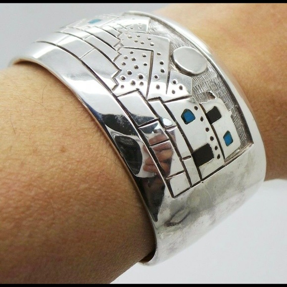 925 STERLING SILVER LADIES CUFF BANGLE BRACELET ! - Picture 4 of 9